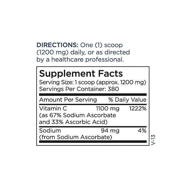 Polvo puro de vitamina C 1100 mg Suplemento antioxidante de