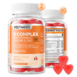 Complejo B 50 gomitas, complejo B metilado con vitamina C, c