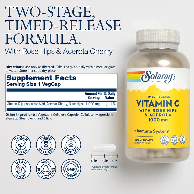 Vitamina C con Rosa Mosqueta y Acerola | Fórmula de liberaci