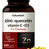 Naturebell Zinc Quercetina con vitamina C y D3, 240 cápsulas