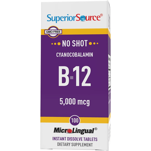 No Shot Vitamina B12 Cianocobalamina 5000 mcg, tabletas micr