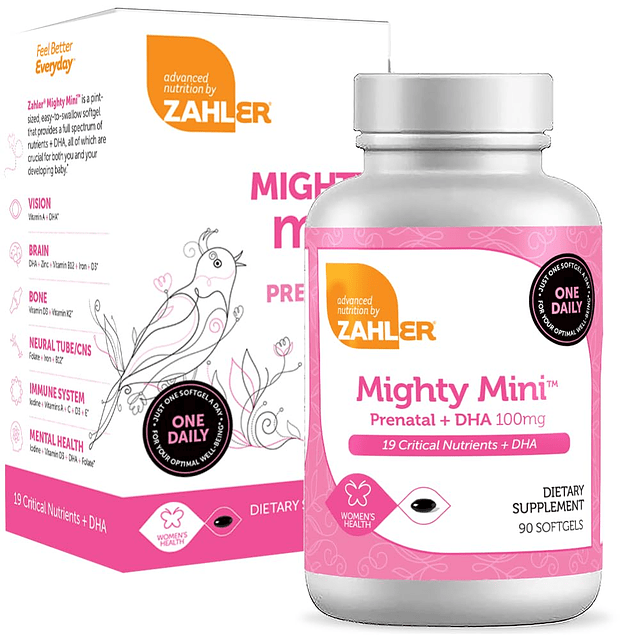 Mighty Mini vitamina prenatal con DHA y folato Certificado K