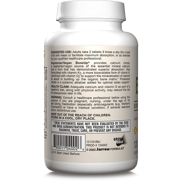 BoneUp, 1000 mg de calcio por día, vitamina D3, boro y oligo