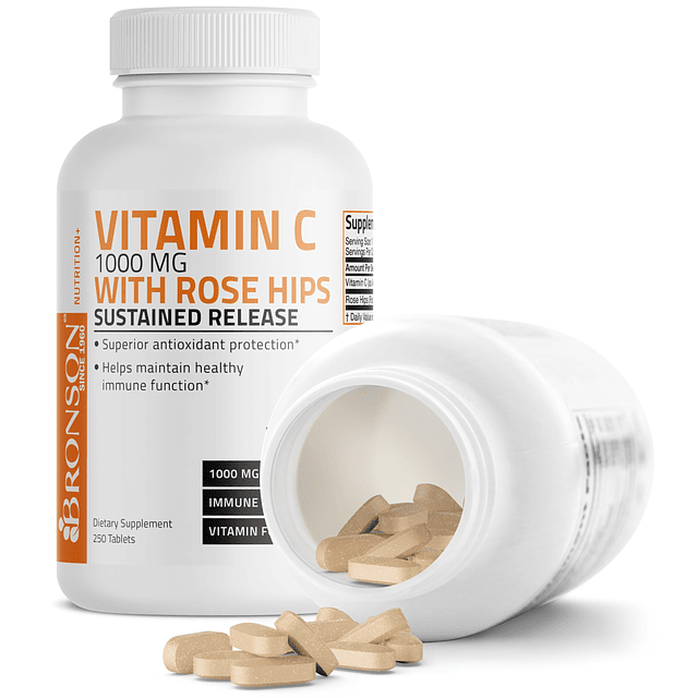 Vitamina C 1000 mg con liberación sostenida Rose HIPS, 250 t