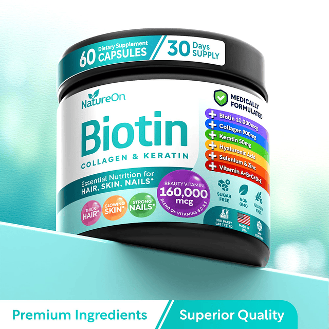 Suplemento de biotina, vitamina para la piel del cabello y l