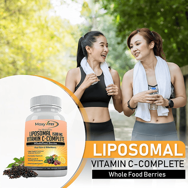 Vitamina C liposomal con cápsulas de zinc Vit C Saúco orgáni