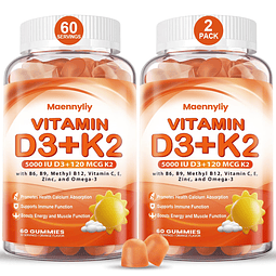 Gomitas de vitamina D3 K2 para adultos Vitamina D3 5000 UI +