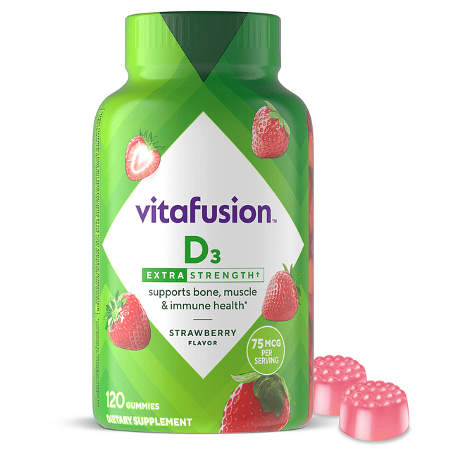 vitafusion Gomitas de vitamina D3 extra fuertes, soporte par