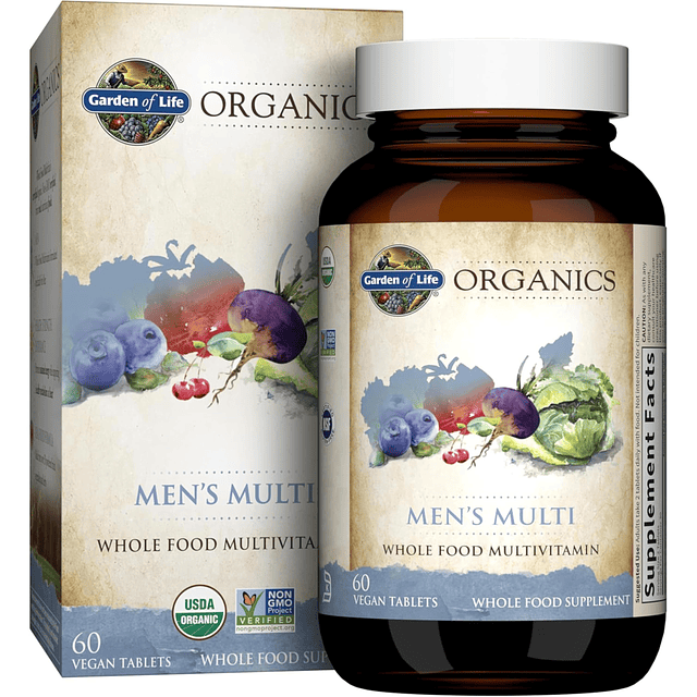 Organics Multivitamina de alimentos integrales para hombres,