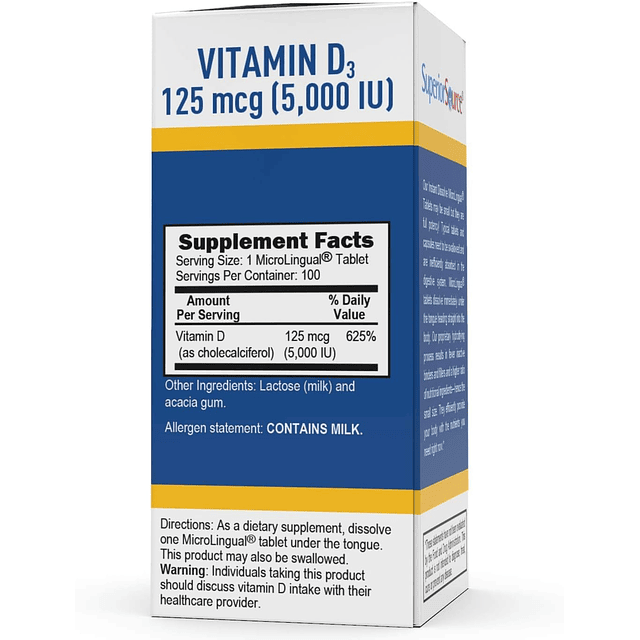 Vitamina D3 5000 UI, tabletas microlinguales de disolución r