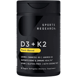 Vitamina D3 K2 con aceite de coco | Vitamina K2 MK7 a base d