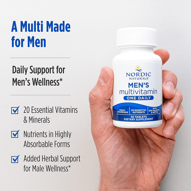 Men's Multivitamin One Daily Soporte para huesos, energía y