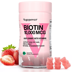 Biotina 10000 mcg Gomitas para el crecimiento del cabello Su