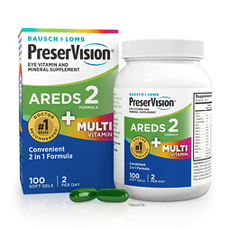 AREDS 2 + Multivitamina 2 en 1 para ojos contiene vitamina C