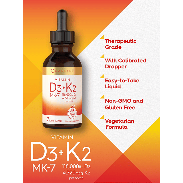 Vitamina D3 K2 Líquido | 2 onzas líquidas | Suplemento MK-7