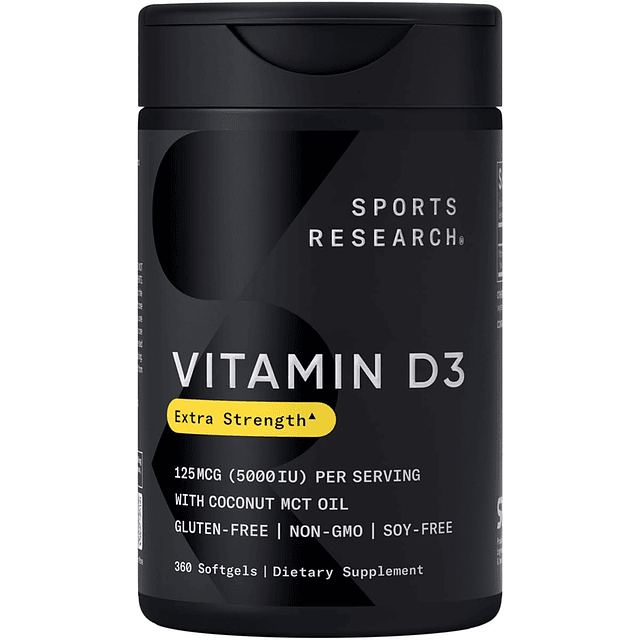 Vitamina D3 5000 UI con aceite de coco MCT Suplemento de vit