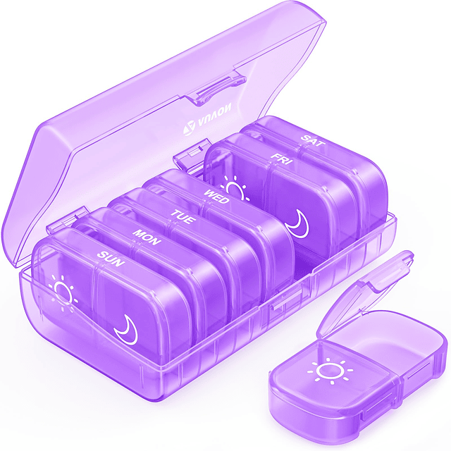XL Pastillero semanal 2 veces al día con diseño de apertura