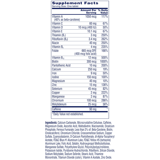 One A Day Energy Multivitamin, suplemento con vitamina A, vi