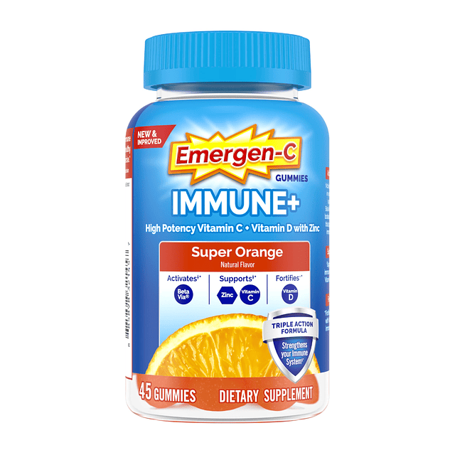 Gomitas inmunes Immune+, vitamina D más 750 mg de vitamina C