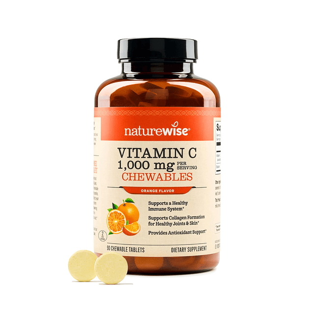 Vitamina C 1000 mg Suplemento en tableta masticable Respaldo