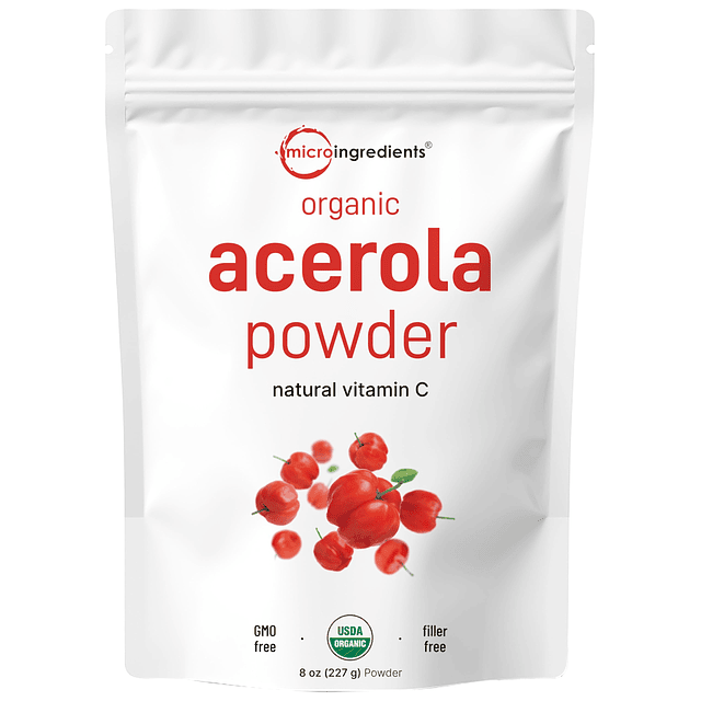 Polvo de acerola orgánica, 8 oz | Superalimento orgánico nat