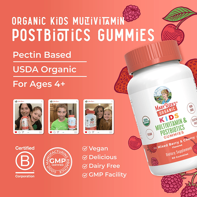 MaryRuth's Kids Gomitas multivitamínicas + posbióticos Vitam