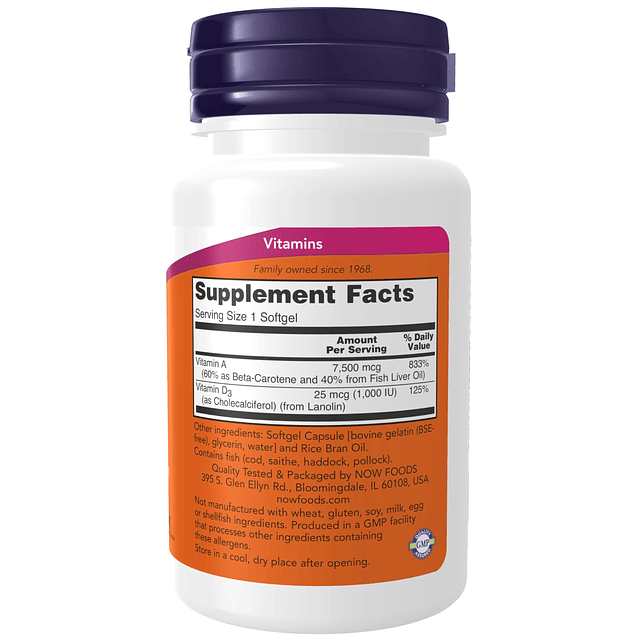 Suplementos de , vitamina A y D3 25 000/1000 UI, salud ocula