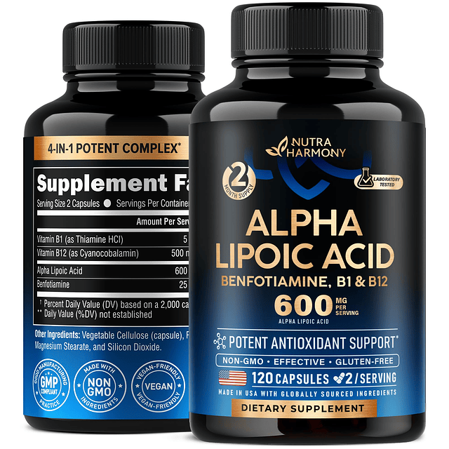 Ácido alfa lipoico 600 mg Suplemento ALA antioxidante para s