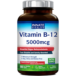 Vitamina B12 5000 mcg, Metilcobalamina vegana, tabletas de d