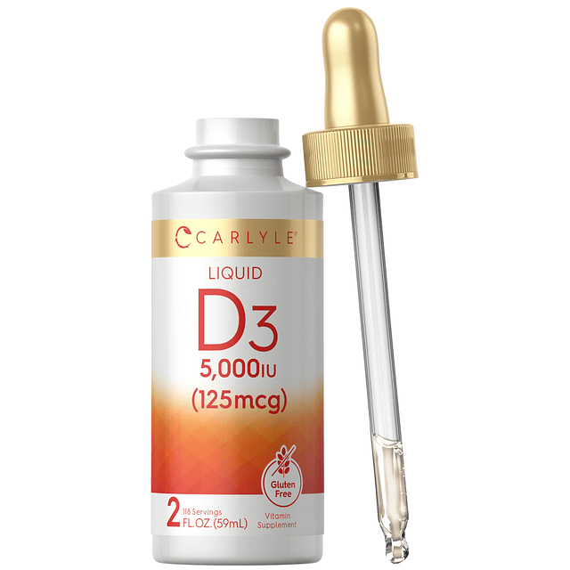 Vitamina D3 Líquida | 5000 UI (125 mcg) | 2 onzas | Suplemen