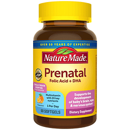 Prenatal con ácido fólico + DHA, suplemento prenatal de vita