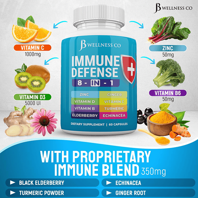 Soporte inmunológico 8 en 1 cápsulas Suplemento de zinc, vit