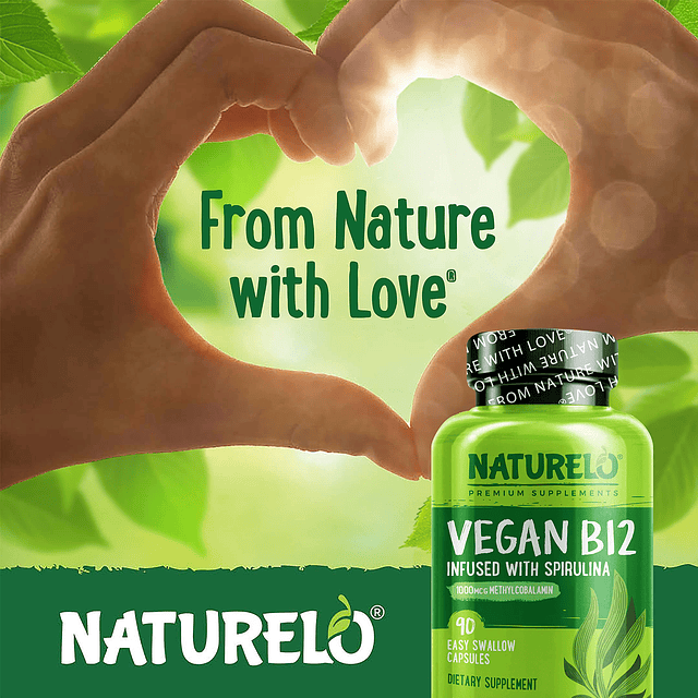 Vegan B12 Metil B12 con espirulina orgánica Vitamina B12 de