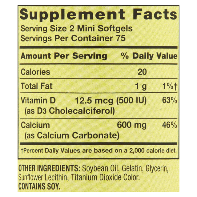 Suplemento de Calcio 600 mg con Vitamina D3 | Pequeñas pasti