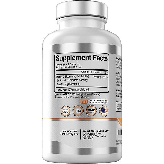 Vitamina C liposomal 1400 mg 180 cápsulas veganas Ingredient