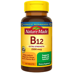 Vitamina B12 extra fuerte 2500 mcg, suplemento dietético par