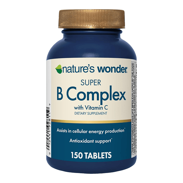 Super B Complex con vitamina B12, vitamina C, ácido fólico y