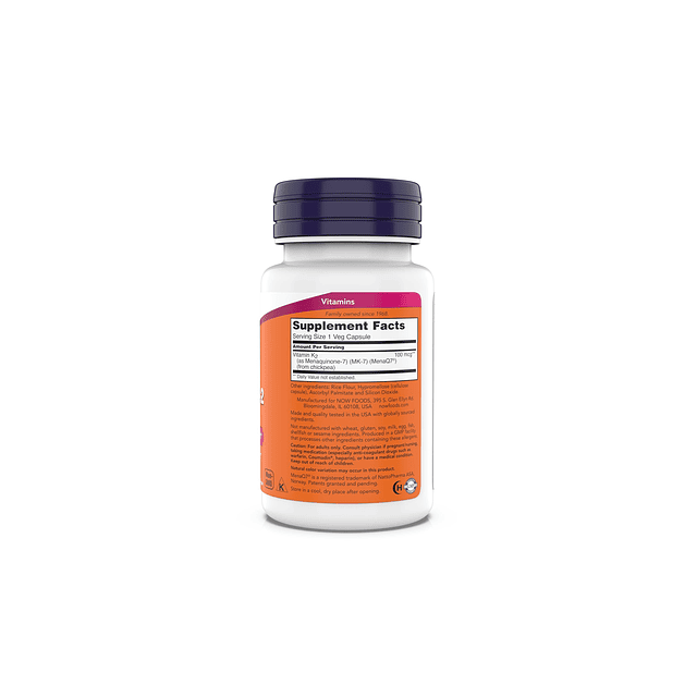 Now Suplementos, MK-7 Vitamina K-2 100 mcg, Apoyo cardiovasc