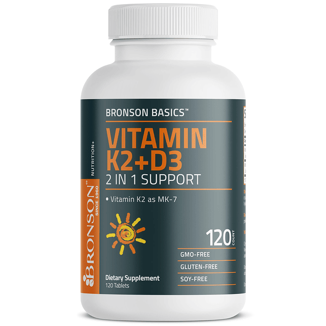 Basics Vitamina K2 D3 (MK7) Suplemento Fórmula sin OGM 5000