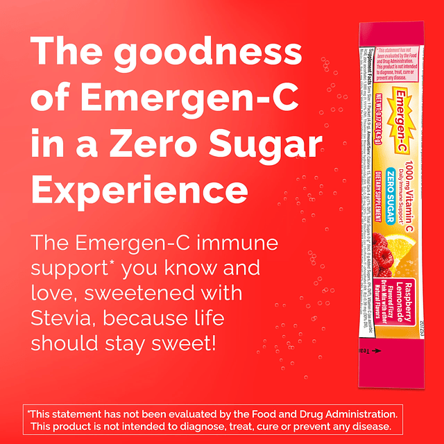 Zero Sugar 1000 mg de vitamina C en polvo para apoyo inmunol