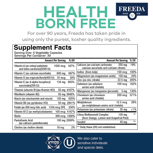 Multivitamina Suplementos multivitamínicos ultra kosher sin