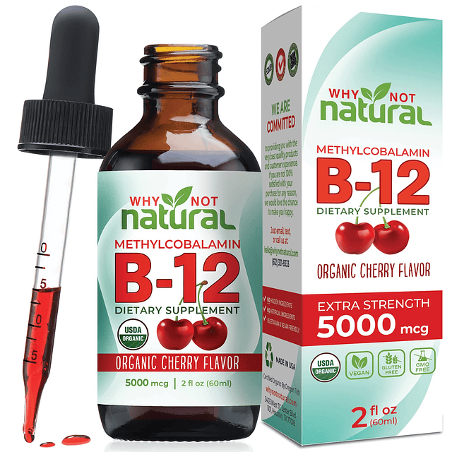 Organic Vitamin B12 Liquid Sublingual Extra Strength 60 x 50