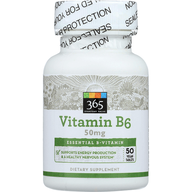 365 Valor diario, vitamina B6 50 mg, 50 ct