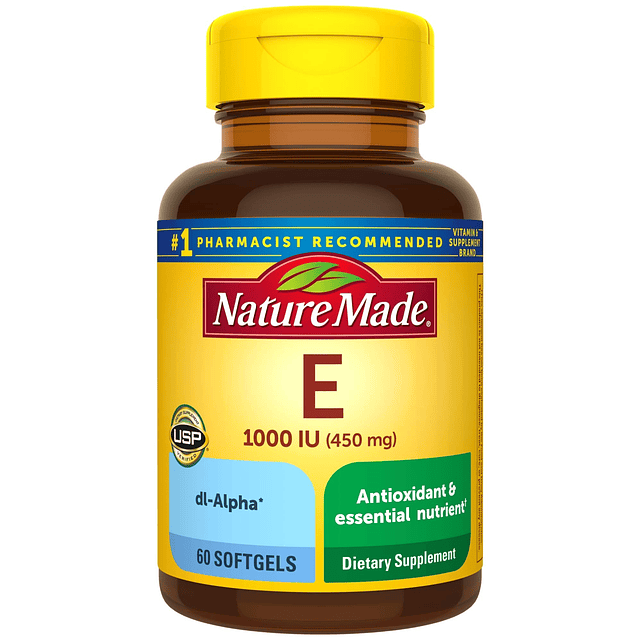 Vitamina E 1000 UI (dl-Alfa) Cápsulas blandas 60 Ct