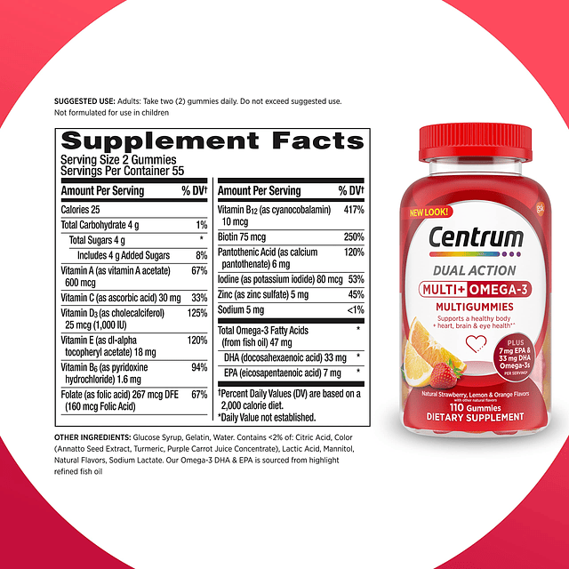 MultiGummies Multi+ Omega 3 de doble acción, multivitamínico