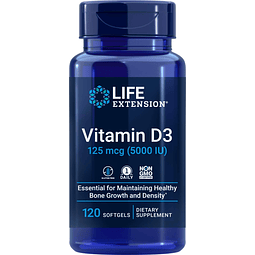 Vitamina D3 5000 UI, 120 cápsulas blandas, 125 mcg