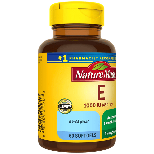 Vitamina E 1000 UI (dl-Alfa) Cápsulas blandas 60 Ct