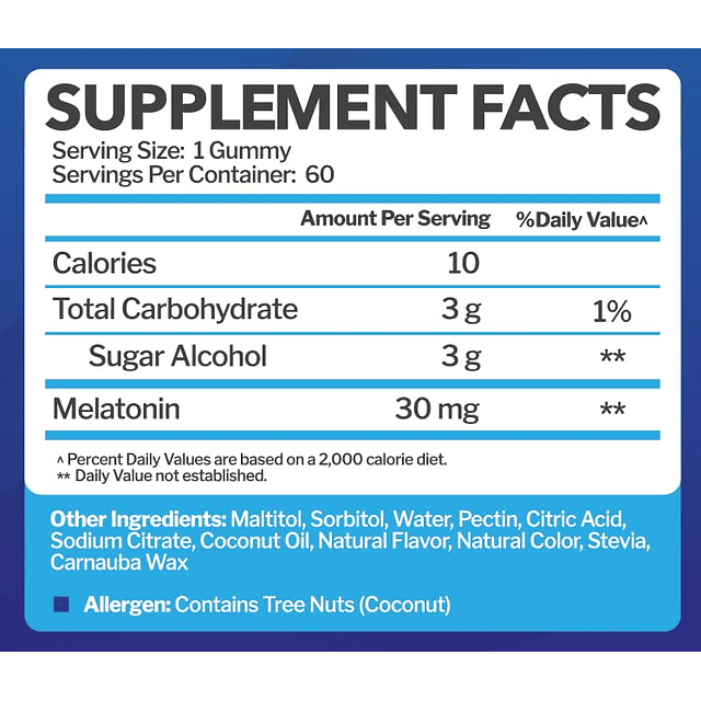 Gomitas de melatonina de 30 mg para adultos (60 porciones) A