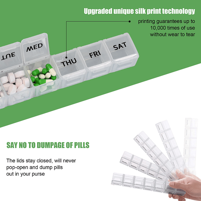 Paquete de 2 organizadores semanales de pastillas, pastiller