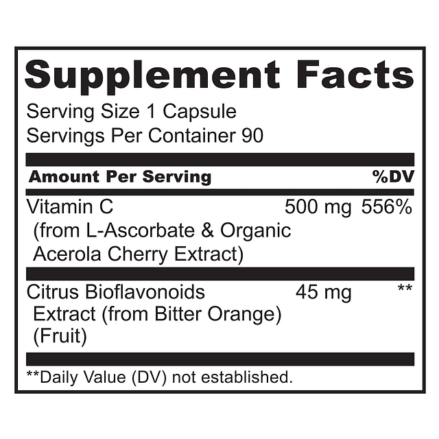 Vitamina C con extracto de cereza acerola orgánica y bioflav